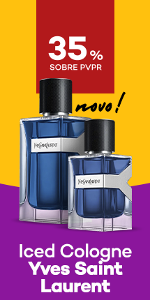 Novo Y iced cologne da marca yves saint laurent com destaque promocional de 35% sobre pre&ccedil;o de Venda ao P&uacute;blico Recomendado